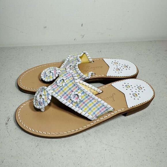 Jack Rogers Women's Flats Thong Sandals Navajo Hamptons Metallic Whipstitch 7M - Picture 4 of 8